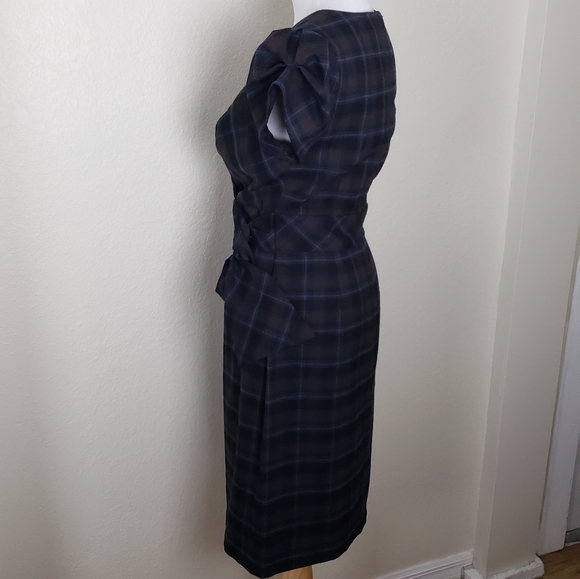 Allen B Vintage Brown and Blue Plaid Dress SZ4 - Picture 4 of 7